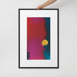 The Yellow Side of the Moon by Marie | Matte Paper Framed Poster With Mat