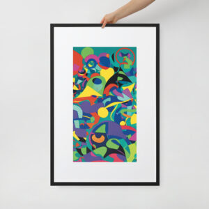 Psychedelic Confetti by Marie | Matte Paper Framed Poster With Mat